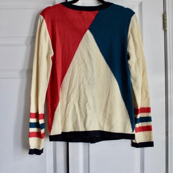 NWOT Multi Colored Cardigan by Dear Creatures Nautical Women's Size M Cotton - Picture 4 of 8